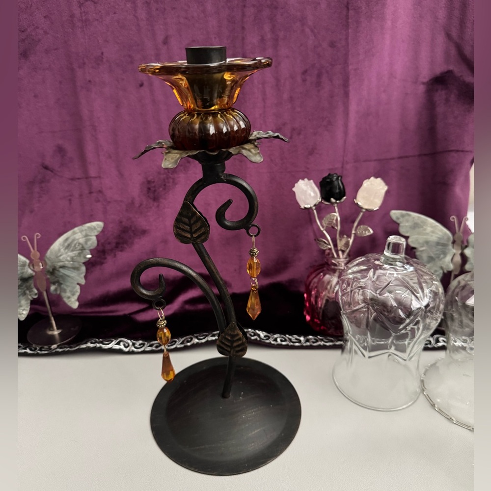 Vintage Amber Candelabra